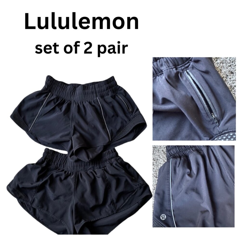 Lululemon shorts 4 Lot of 2 pair runningg shorts with side zip pocket